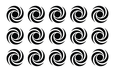 Hypnotic Spiral Swirl Symbols Vector Set: Abstract Vortex Shapes, Dynamic Motion Elements, Optical Illusion Graphics