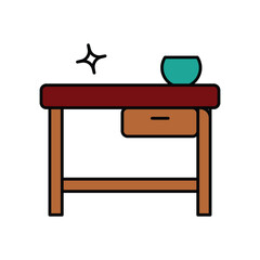 Dining Chair color line icon with white background vector stock illustration