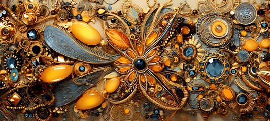 Luxurious scarf design with an ornate border made of ancient, generative AI
