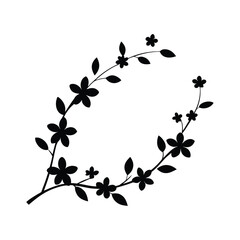 Black silhouette floral border with leaves and flowers