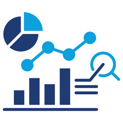 Data Analytics Flat Blue Icon