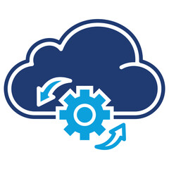 Cloud Processing Flat Blue Icon