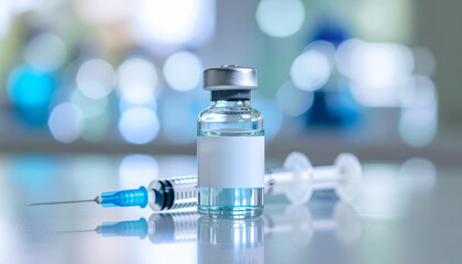 Vaccine Bottle, Blue Themed Medical Vial