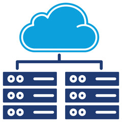 Data Center Flat Blue Icon