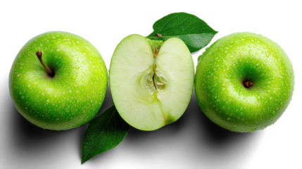 pear green slices on white background
