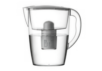 Water filter pitcher clear container for purification isolated on transparent background