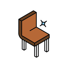 Dining Table color line icon with white background vector stock illustration