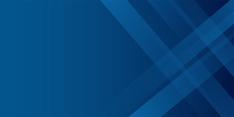 Abstract modern blue horizontal banner background with geometric diagonal overlay layer and glowing lines. Suit for banner, poster, cover, header, flyer, brochure, website, presentation.