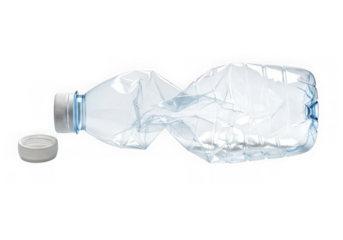 Crushed plastic bottle waste concept recycle object isolated on transparent background