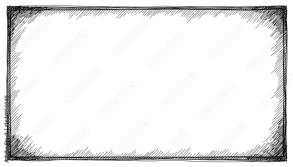 Poster hand drawn rectangle border frame with rough edges sketch style vector illustration