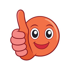 Orange emoji with thumbs up gesture hand approval