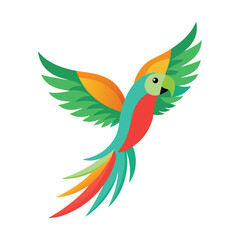 Stylized Parrot Flying with Colorful Wings bird tropical