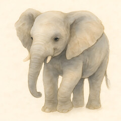 Fototapeta premium Sweet Baby Elephant Watercolor Illustration – Gentle Giant Art