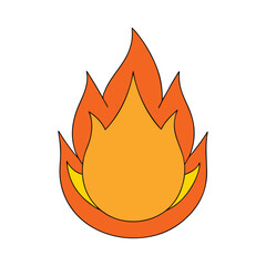 Orange and Yellow Flames with Black Outline fire heat