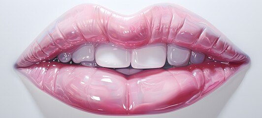 lip trace on glass. White background, generative AI