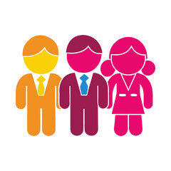 Three colorful business people silhouettes on white