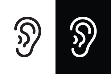 Ear icon isolated vector icon illustration on white background.