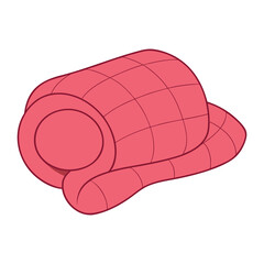 Rolled up pink quilt with grid pattern blanket fabric