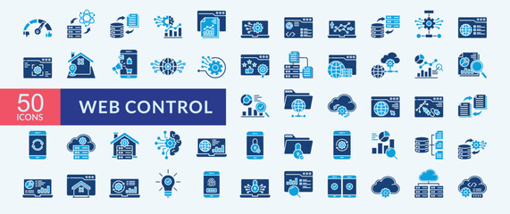 Web control icon collection set with key performance indicator, business intelligence, network technology, web programming, data science