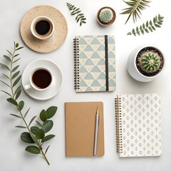 Minimalist Coffee and Notebook Flat Lay