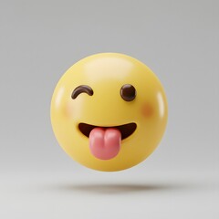 Fototapeta premium 3D Rendered Wink Emoji with Tongue Out