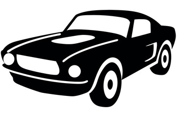 Fototapeta premium Silhouette captures powerful black muscle car in sleek form with a transparent background