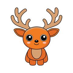 Cute cartoon deer with brown antlers animal kawaii