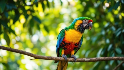 Naklejka premium Feathered Friend on a Branch, Tropical Bird Portrait
