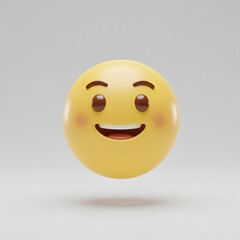 Fototapeta premium 3D Smiling Emoji on White Background - Happiness and Positive Emotion Concept