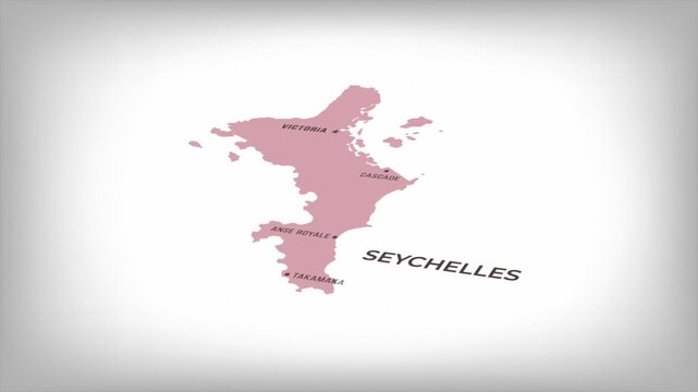 Animated Map of SEYCHELLES with states Borders and Major Cities Positions