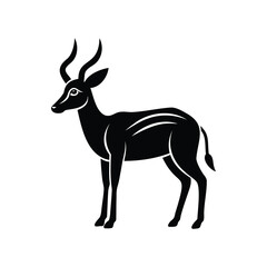 Elegant vector illustration of a sable antelope against white background in silhouette style