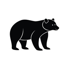 Stylized black bear illustration on a white background in side view