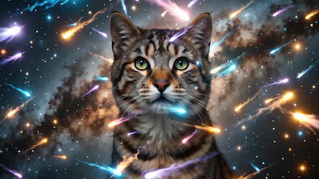 Cat with Exploding Cosmos