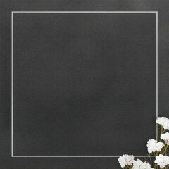Elegant black funeral frame adorned with white flowers for memorial tributes