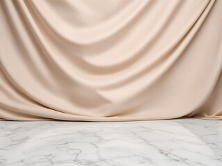 Reflective Marble and Draped Fabric