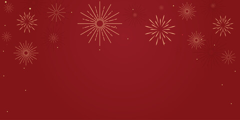 Red and gold fireworks background! Festive, elegant. Perfect for Lunar New Year and  celebrations. Vector, abstract, modern, copy space. Add your text!