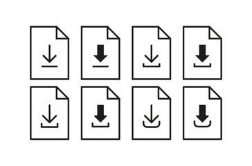 Download icon set, arrow and file icons.