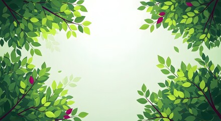 Lush Green Canopy Frame with Gentle Light Natural Beauty