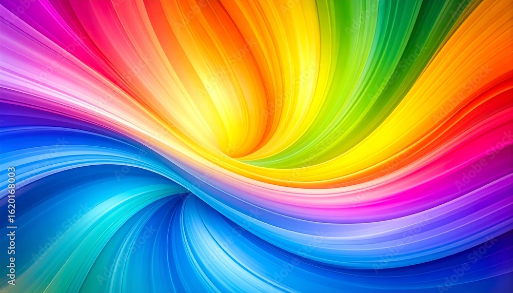 Poster dynamic spectrum swirl showcasing vibrant rainbow hues in a fluid composition