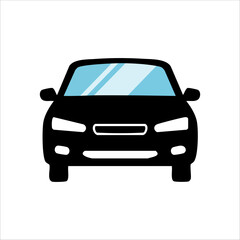 car icon in black and white. Simple and minimal design, perfect for transportation, automotive, or navigation concepts