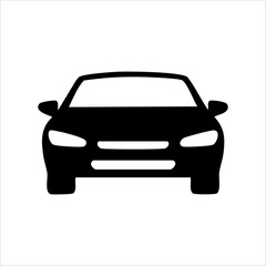 car icon in black and white. Simple and minimal design, perfect for transportation, automotive, or navigation concepts