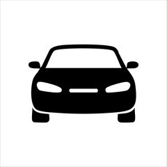 car icon in black and white. Simple and minimal design, perfect for transportation, automotive, or navigation concepts