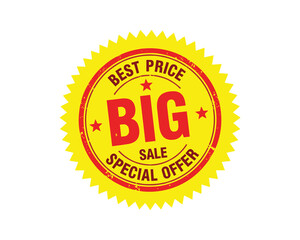 Fototapeta premium Yellow and Red Best Price Big Sale Special Offer Badge with Star Icon Vector Illustration