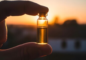 Golden Elixir Held at Sunset A Glimpse of Hope