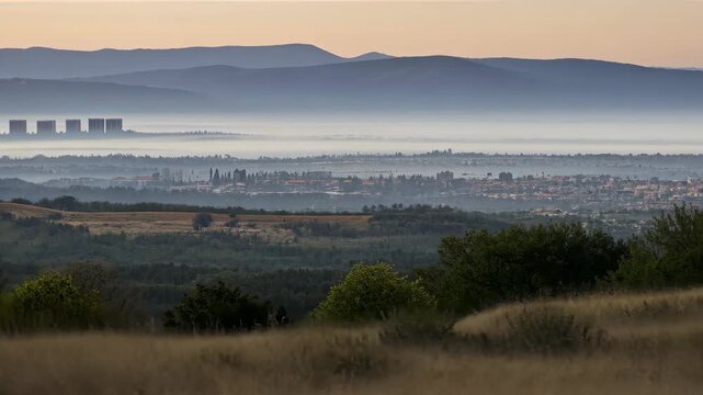 Overlooking Warner Center Buildings in Woodland Hills, California at Dawn