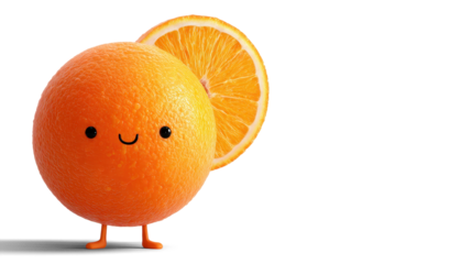Fun orange character on white background