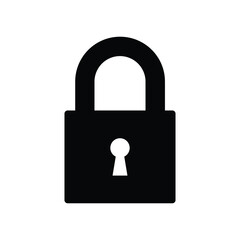 Closed Padlock Silhouette Icon, Secure Lock Symbol Vector for Login and Privacy UI