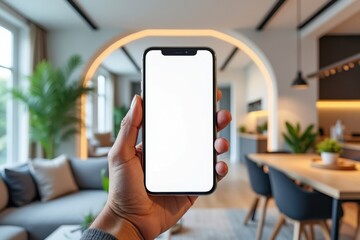 Hand Holding Smartphone with Blank Screen Mockup