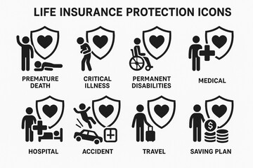 Simple Life Insurance Pictogram – Minimalist Family Protection Concept