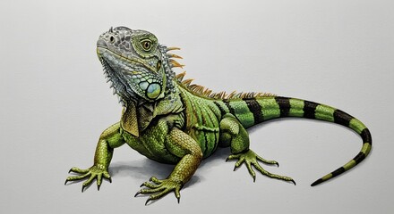 Detailed Illustration of a Green Iguana